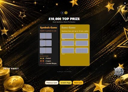 The Scratch Card admin preview with the Gold and Black theme applied at product level