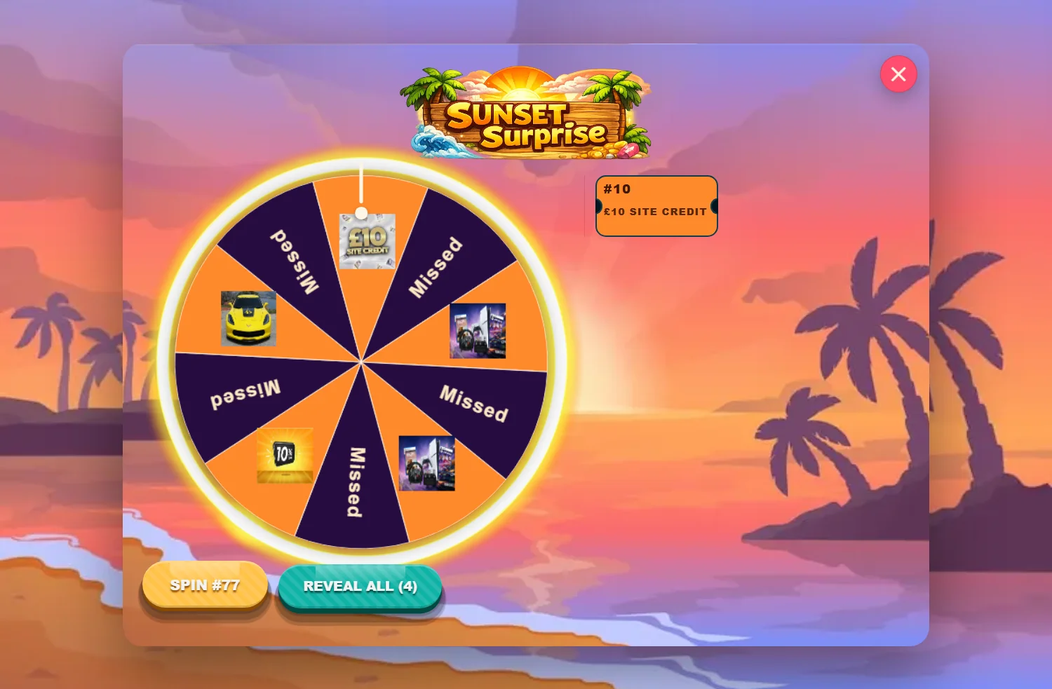 CompKit Spin the Wheel reveal game with a cosmic-themed prize wheel and a prize vault of rewards